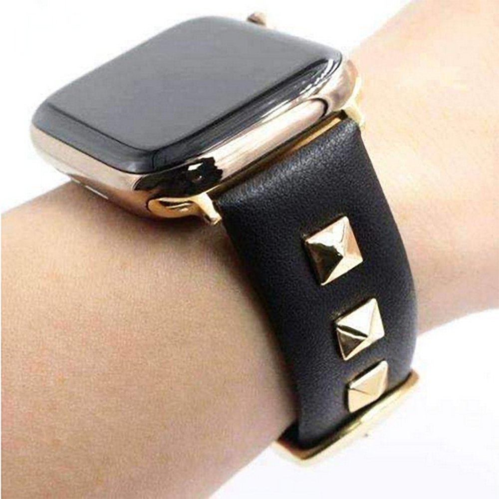 Leather Studded Band Compatible for Apple Watch Band 38mm 40mm 41mm 42mm 44mm 45